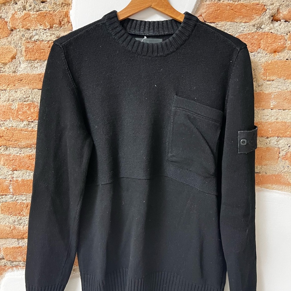 Stone Island Ghost Piece Sweater in Black Cotton